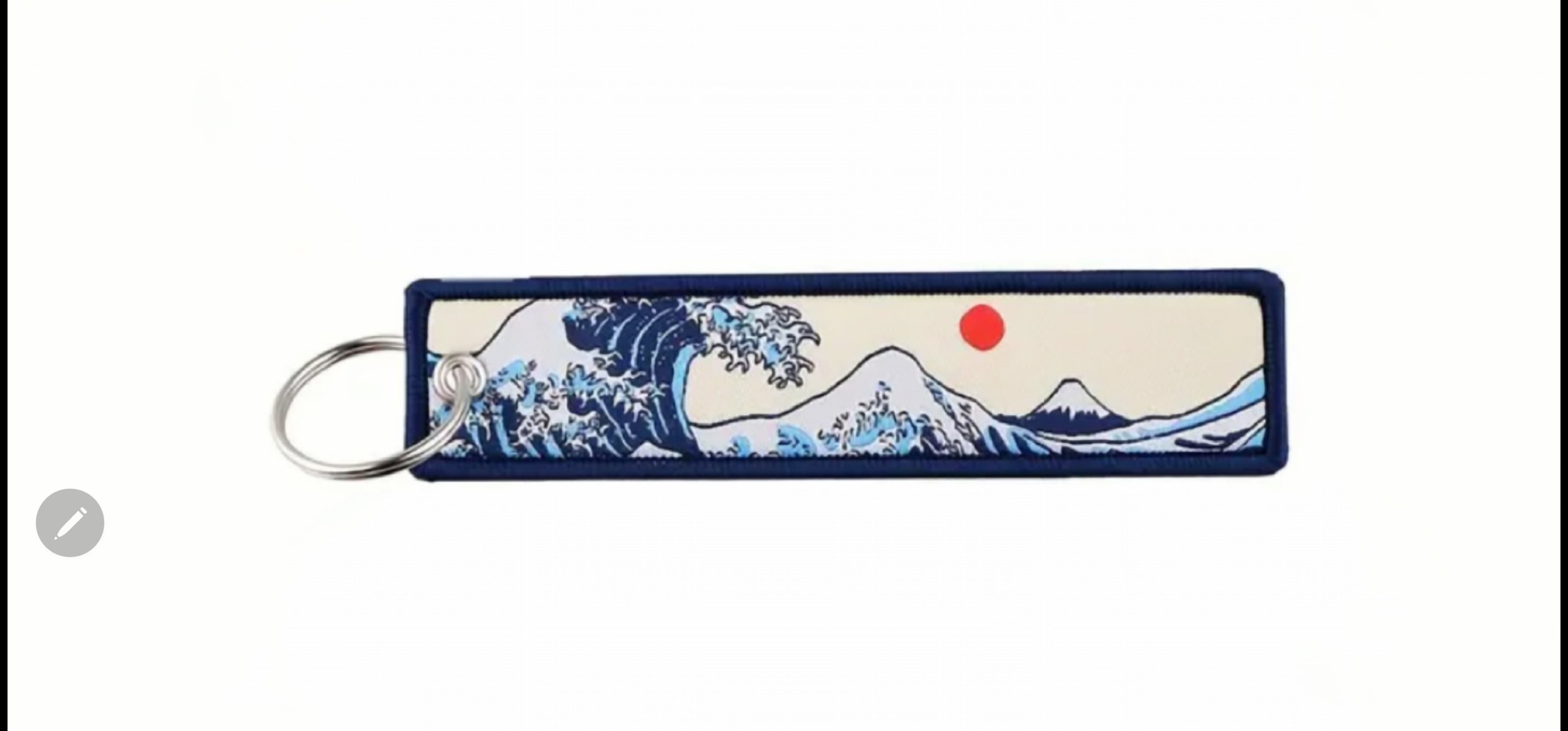 Blue Waves Red Sun Embroidered Tag