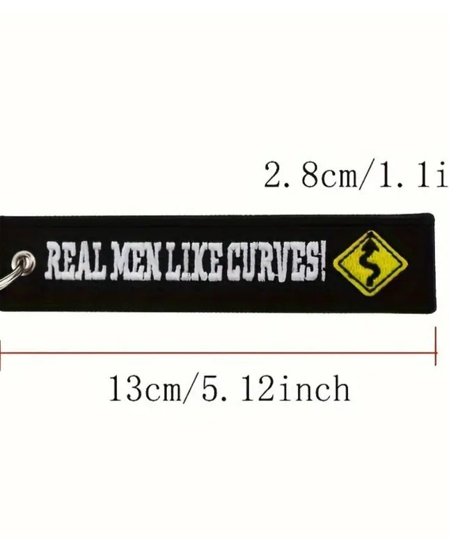 Real Men Like Curves Embroidered Tag