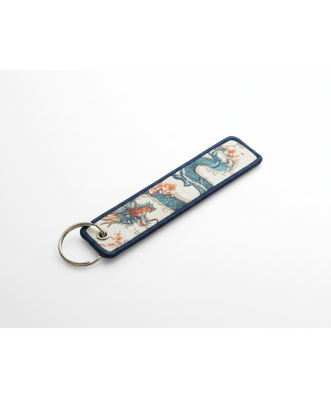 Teal Dragon Embroidered Tag