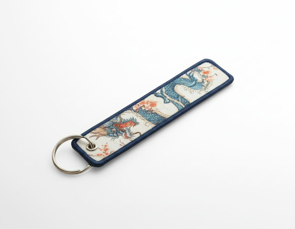 Teal Dragon Embroidered Tag