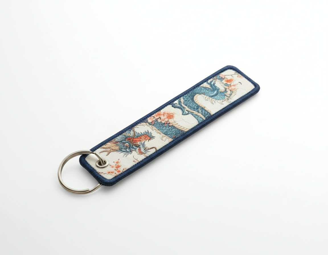 Teal Dragon Embroidered Tag