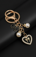 2 Pearl Black Heart Charm (Gld)