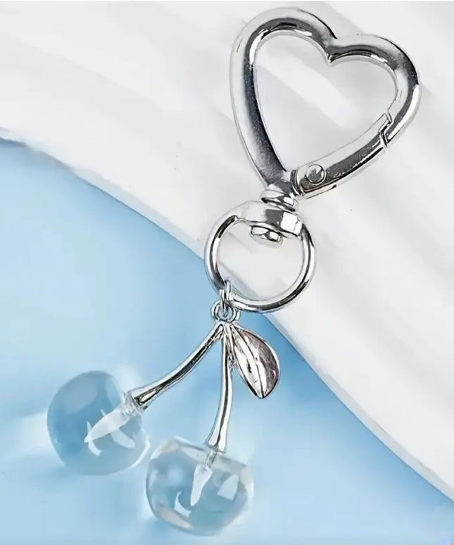 Heart Cherries Charm (Clear)