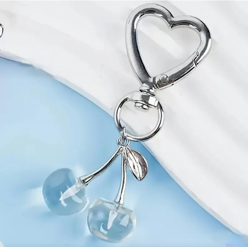 Heart Cherries Charm (Clear)