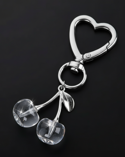 Heart Cherries Charm (Clear)