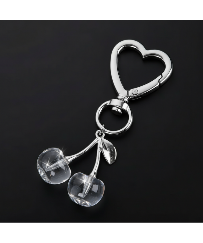 Heart Cherries Charm (Clear)