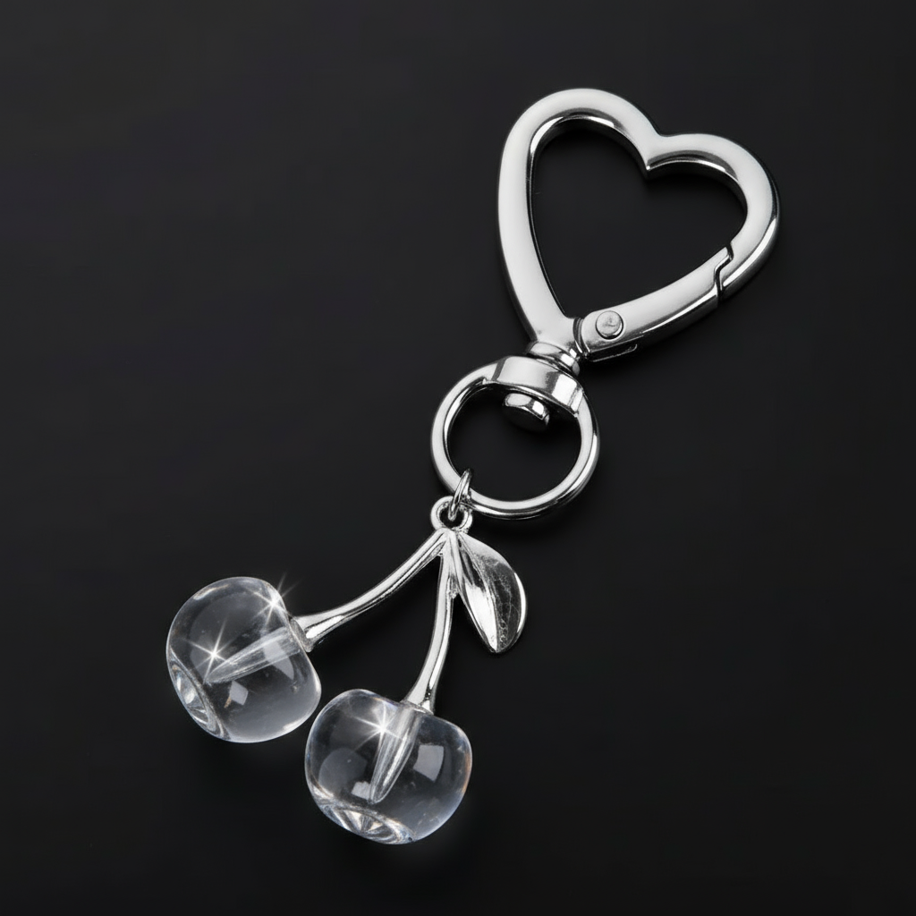 Heart Cherries Charm (Clear)