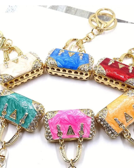 Rhinestone Mini Purse Charm (Blue)