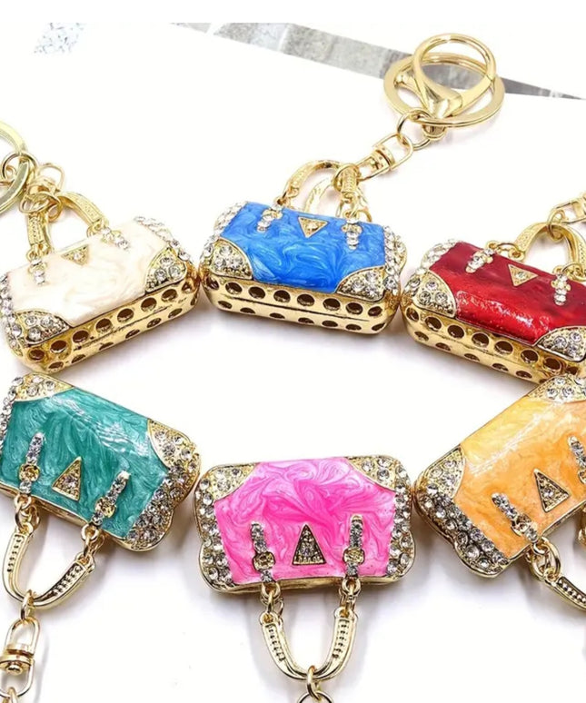 Rhinestone Mini Purse Charm (Blue)