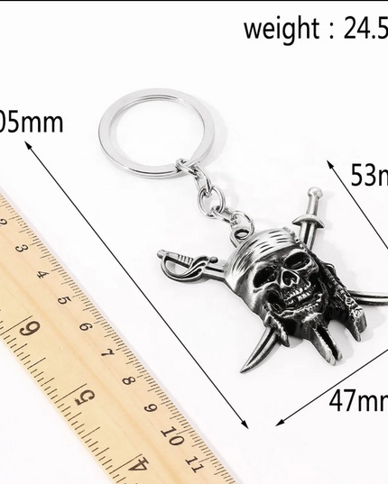 Pirate Skull And Swords Charm (Silver)