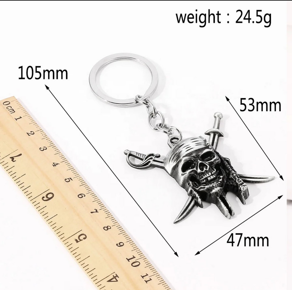 Pirate Skull And Swords Charm (Silver)