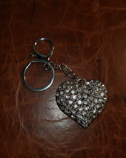 L Rhinestone Heart Charm (SLVR)