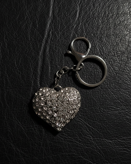 L Rhinestone Heart Charm (SLVR)