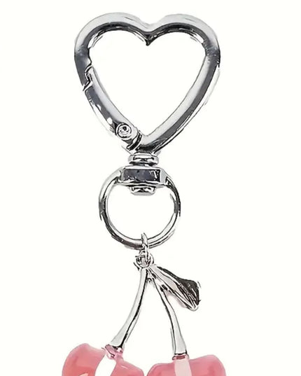 Heart Cherries Charm (Pink)