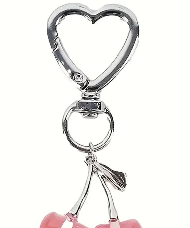 Heart Cherries Charm (Pink)