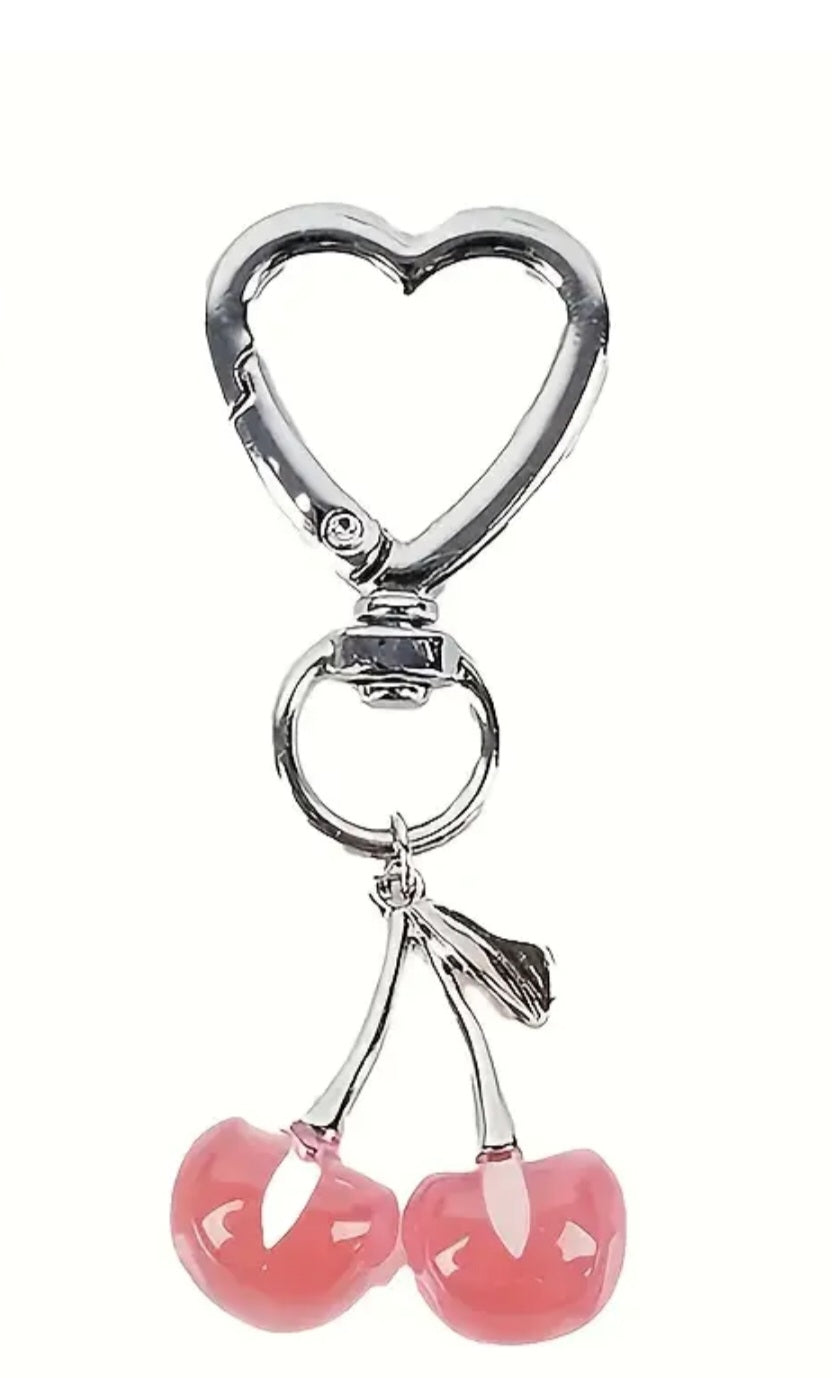 Heart Cherries Charm (Pink)