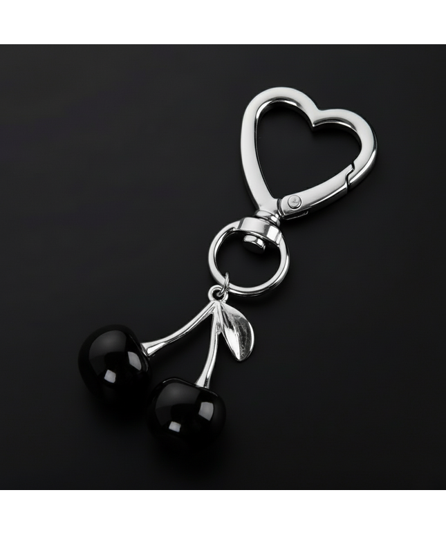 Heart Cherries Charm (Black)
