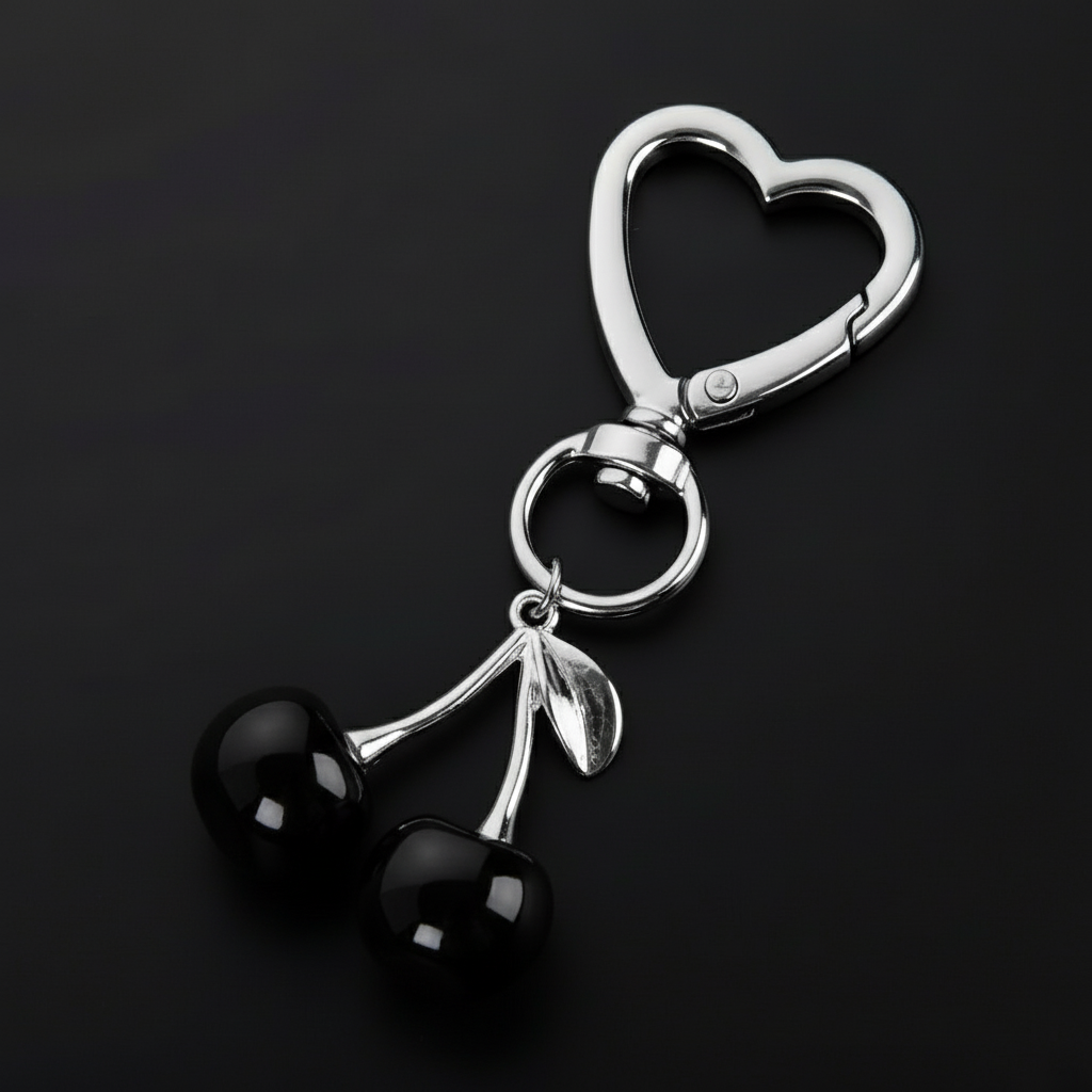 Heart Cherries Charm (Black)