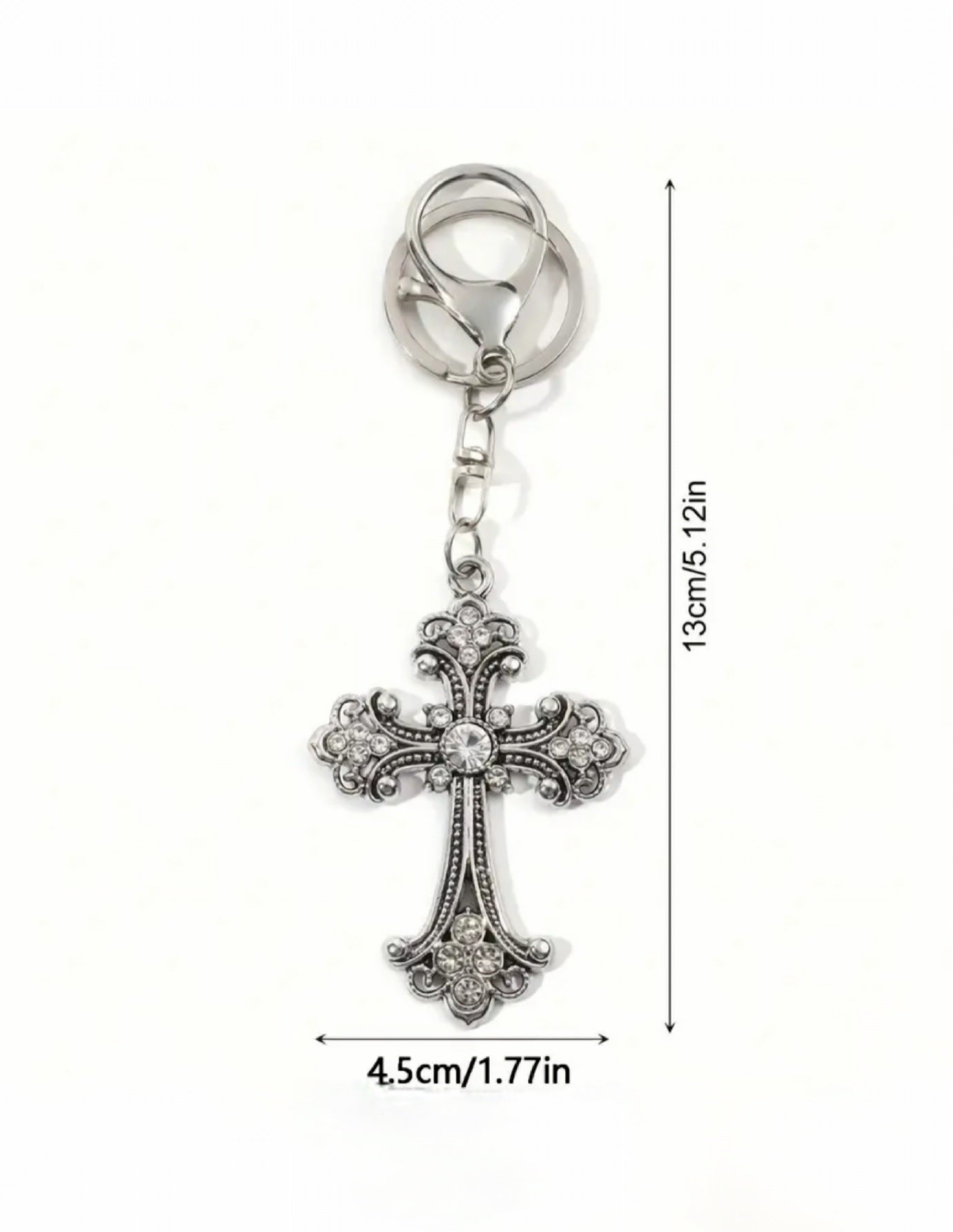 Rhinestone Gothic Cross Charm