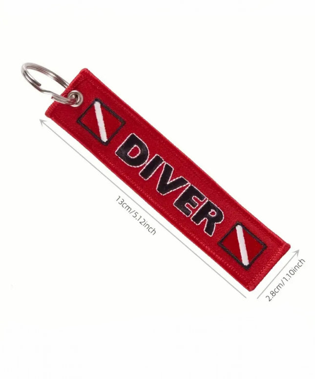 Diver Red Embroidered Tag